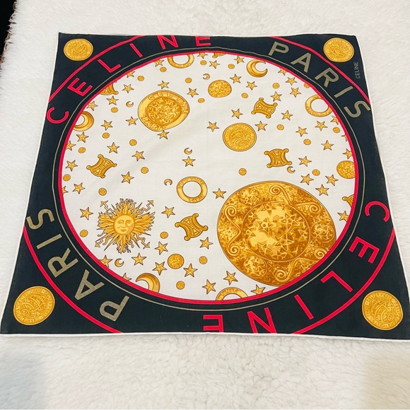 CELINE Paris Square Multicolor Bandanna/Scarf Size 21” x 21”. - Picture 2 of 12